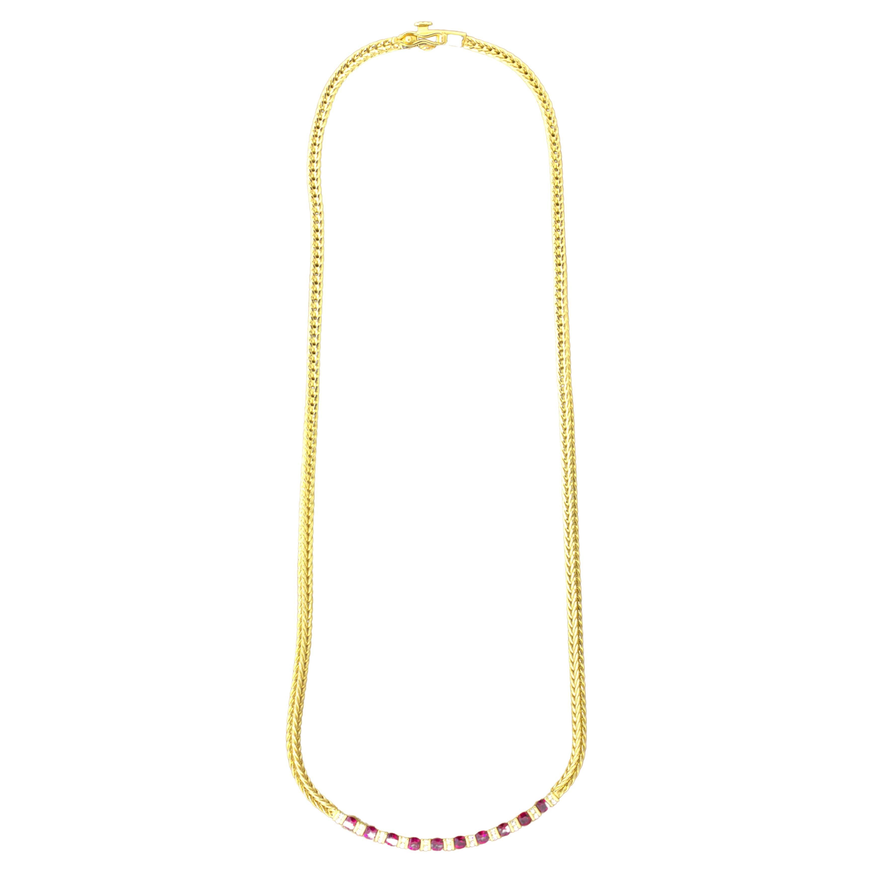 Gemlok Ruby Diamond 18k Yellow Gold Collar Necklace For Sale