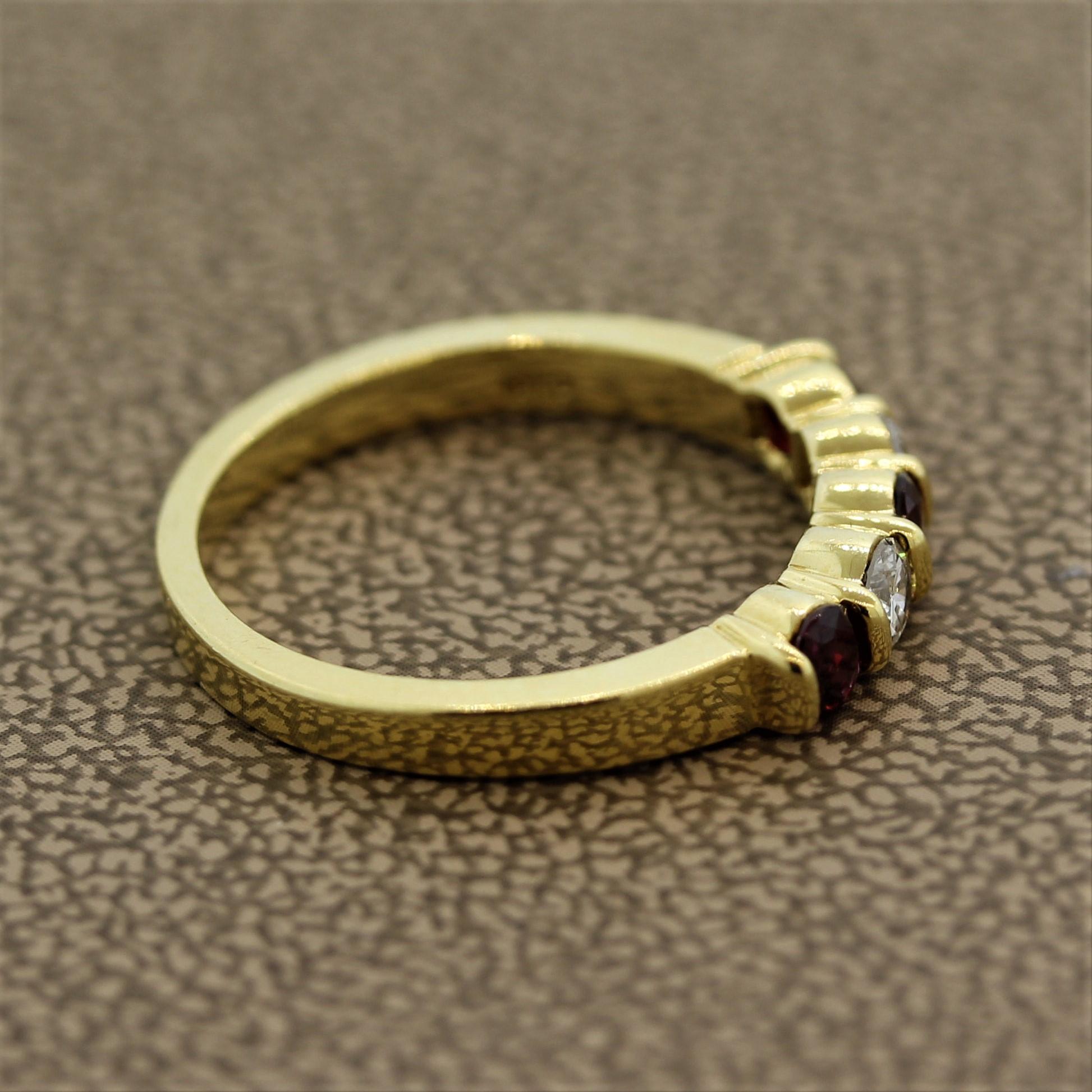 Women's Gemlok Ruby Diamond Gold Band Ring