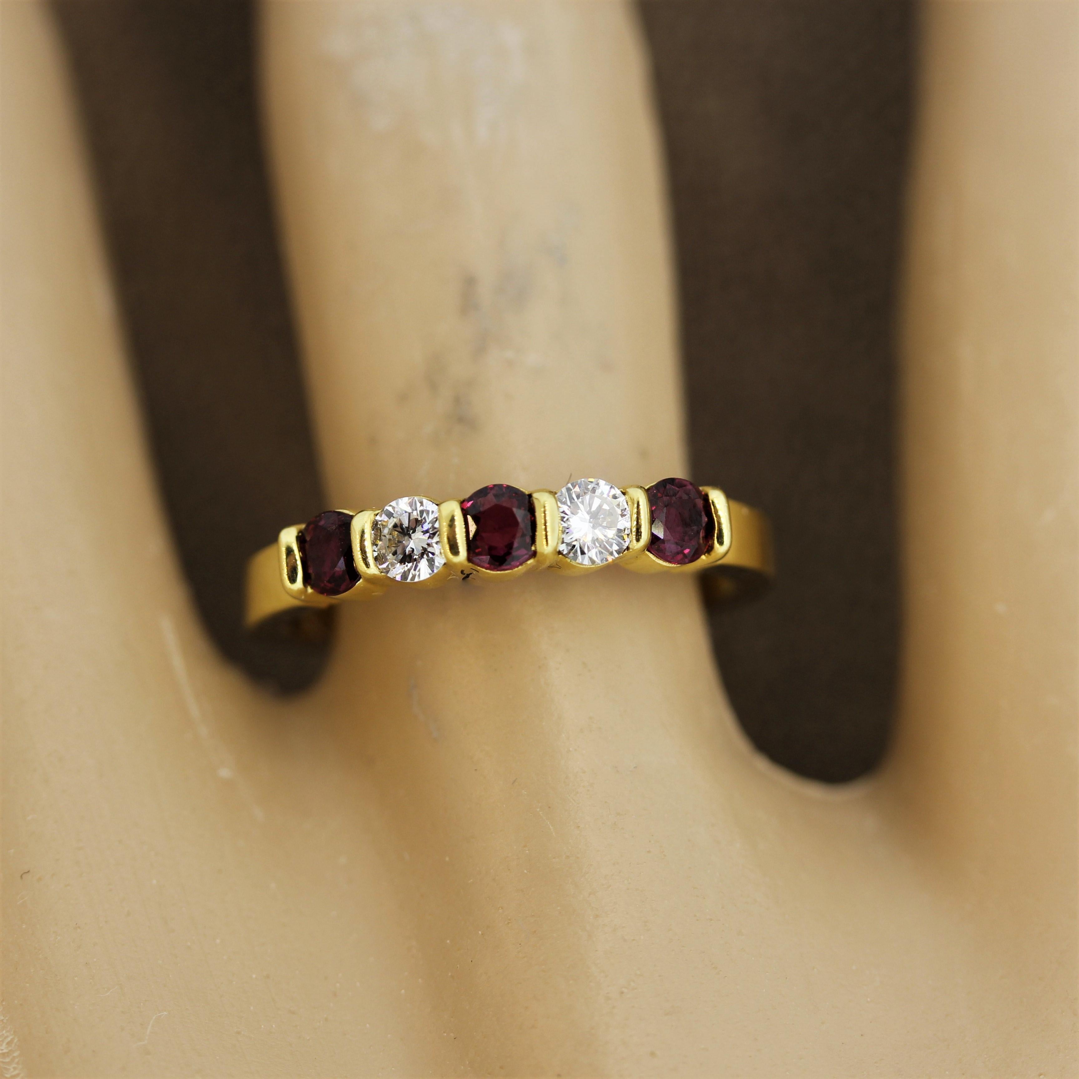 Gemlok Ruby Diamond Gold Band Ring 1