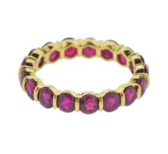 Gemlok Ruby Gold Eternity Wedding Band Ring