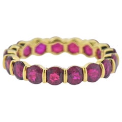 Gemlok Ruby Gold Eternity Wedding Band Ring