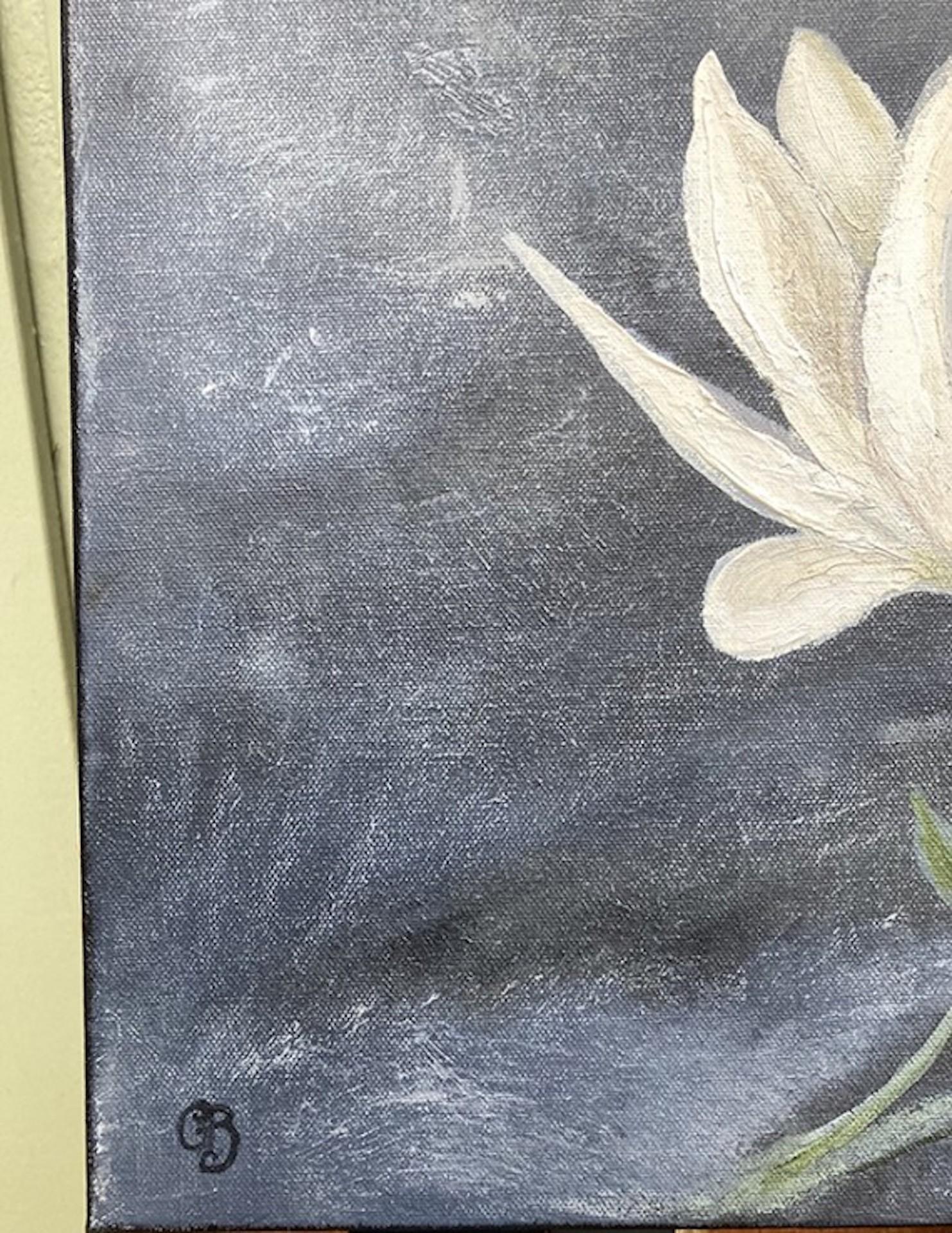 Magnolia In The Mist, Gemma Bedford, peinture originale, nature morte florale en vente 8