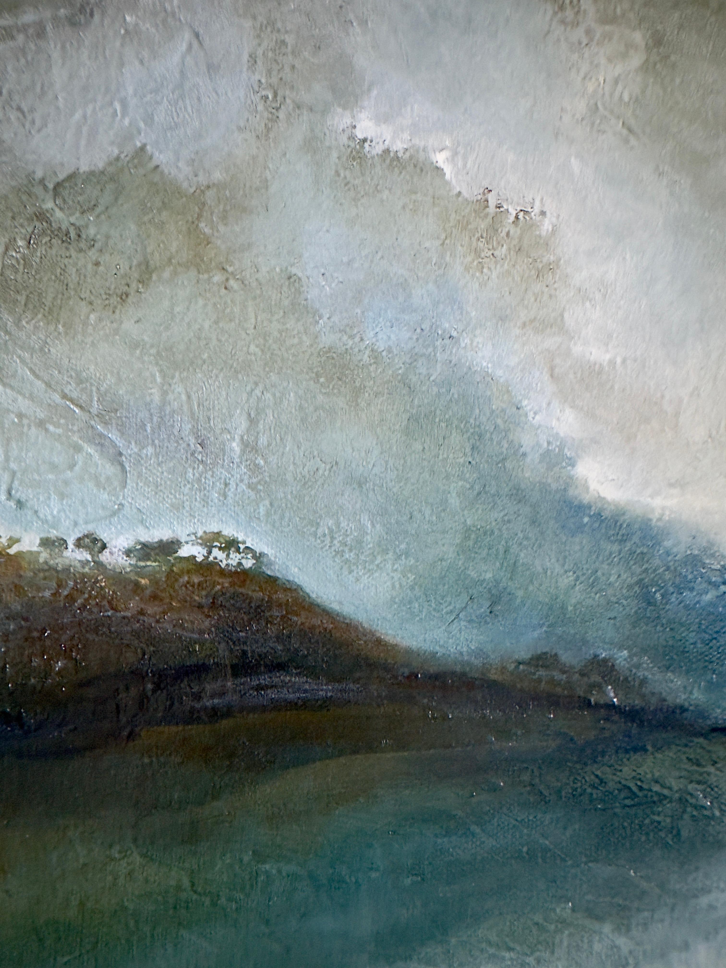River Dart Walk, Dartmouth, Devon, Original painting, Seascape, Horizon, Coastal - Gray Still-Life Painting by Gemma Bedford