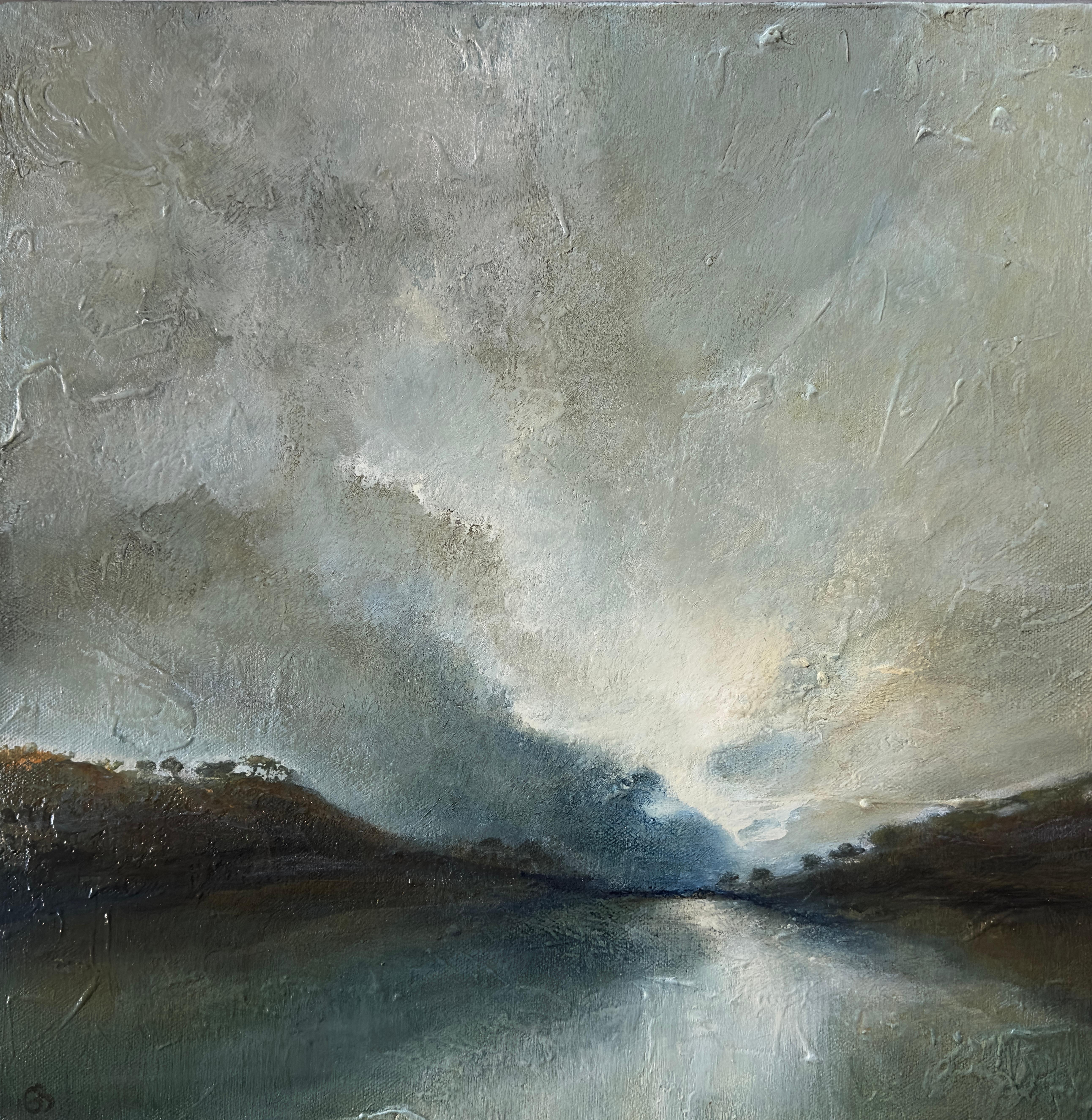 Gemma Bedford Still-Life Painting – River Dart Walk, Dartmouth, Devon, Originalgemälde, Meereslandschaft, Horizont, Küstenlandschaft
