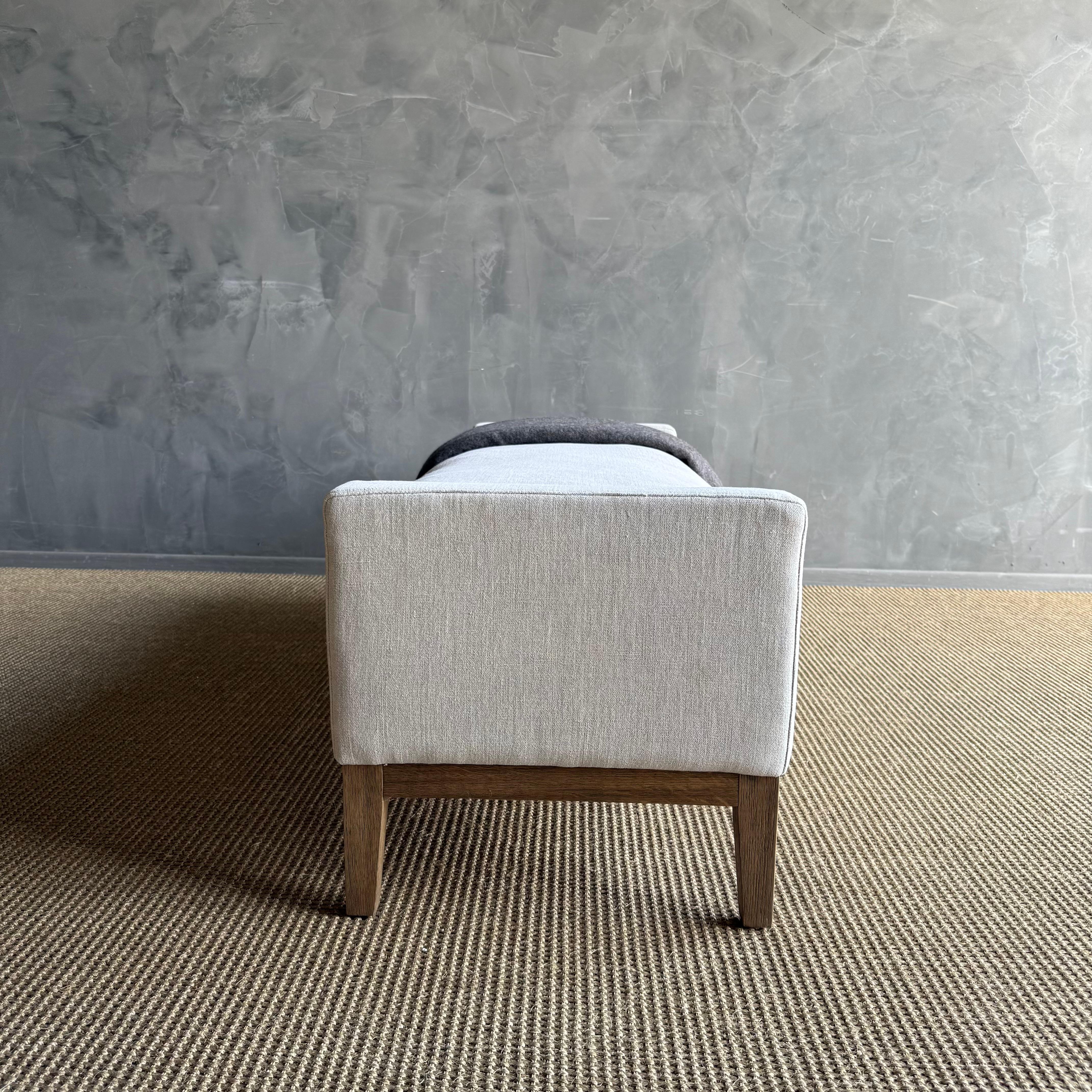 Gemma Belgian Linen Upholstered Oak End of the Bed Bench 65