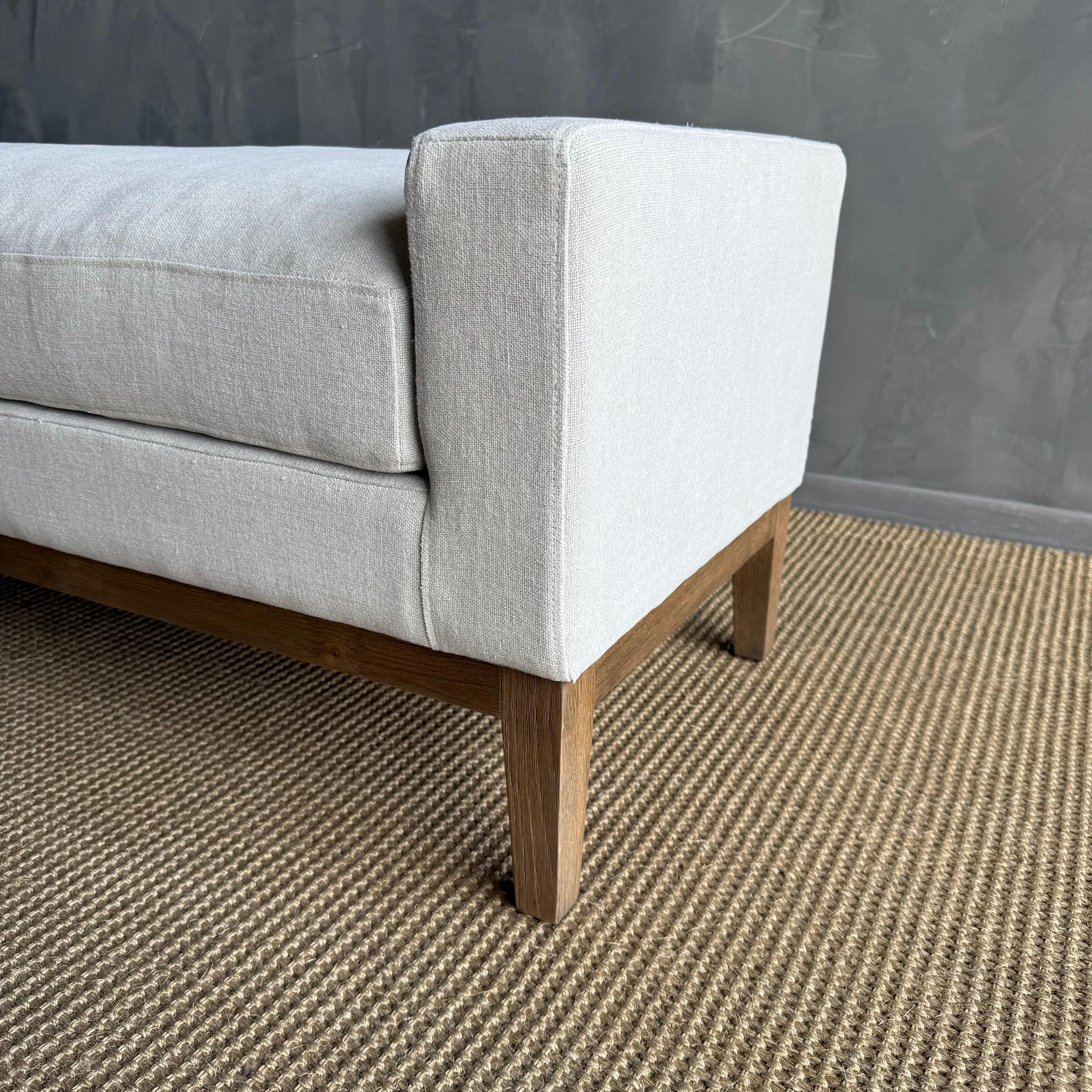Coton Gemma Belgian Linen Upholstered Oak End of the Bed Bench 65