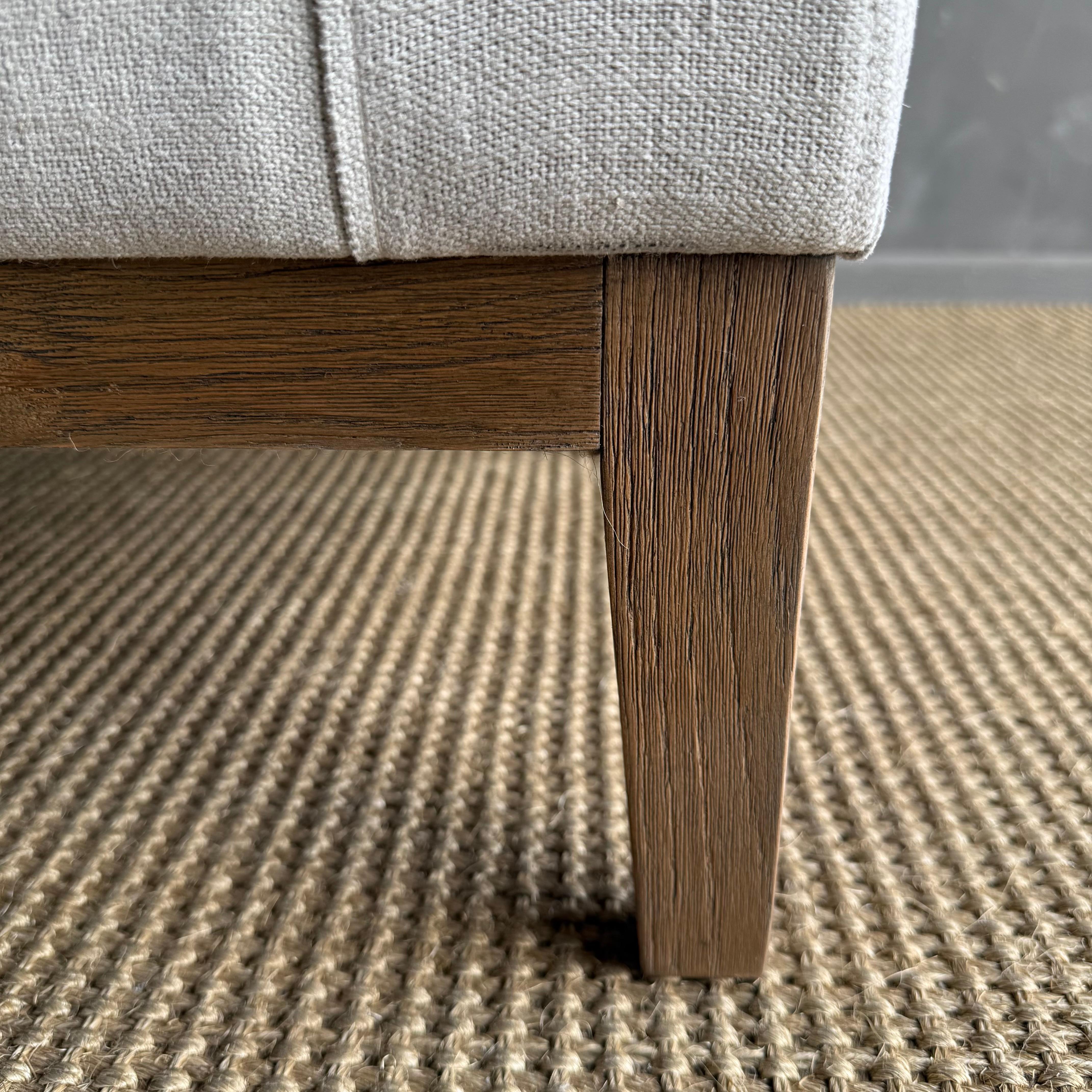 Gemma Belgian Linen Upholstered Oak End of the Bed Bench 65