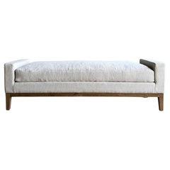 Gemma Belgian Linen Upholstered Oak End of the Bed Bench 65"