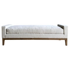 Gemma Belgian Linen Upholstered Oak End of the Bed Bench 65"