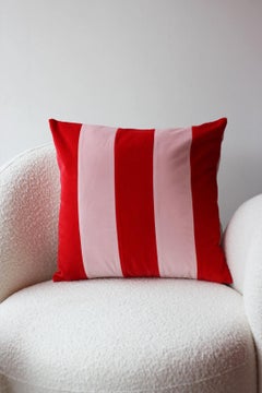 Coussin décoratif Deluxe fait main Gemma Brick & Pink Velvet