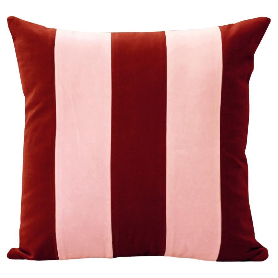 Gemma Brick & Pink Velvet Deluxe Handmade Decorative Pillow