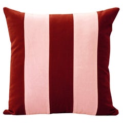 Gemma Brick & Pink Velvet Deluxe Handmade Decorative Pillow