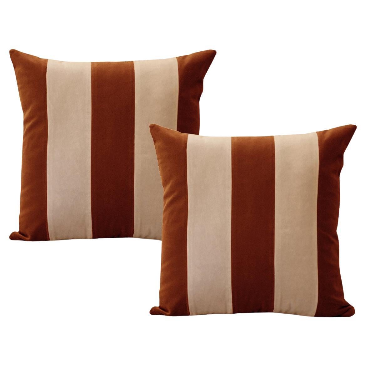 Gemma Brown set de 2 coussins rayés Deluxe faits à la main
