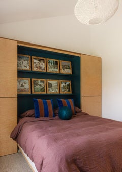 Gemma azul cobalto y marrón Juego de 2 cojines de rayas de terciopelo de lujo hechos a mano