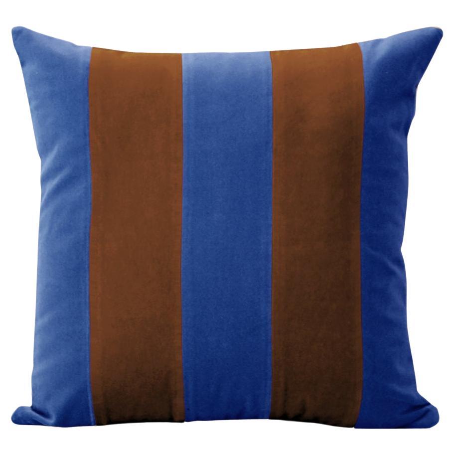 Gemma cobalt blue & Brown Velvet Deluxe Handmade Decorative Pillow For Sale