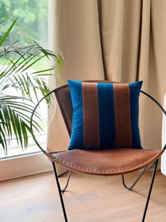 GEMMA Coussin décoratif de luxe en velours rose et brun, fait à la main