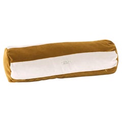 GEMMA Curry Yellow and Ivory white Striped Bolster Velvet DeluxeCushion