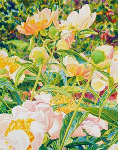 "Applause" a field of flowers color the foreground of a lush field of green