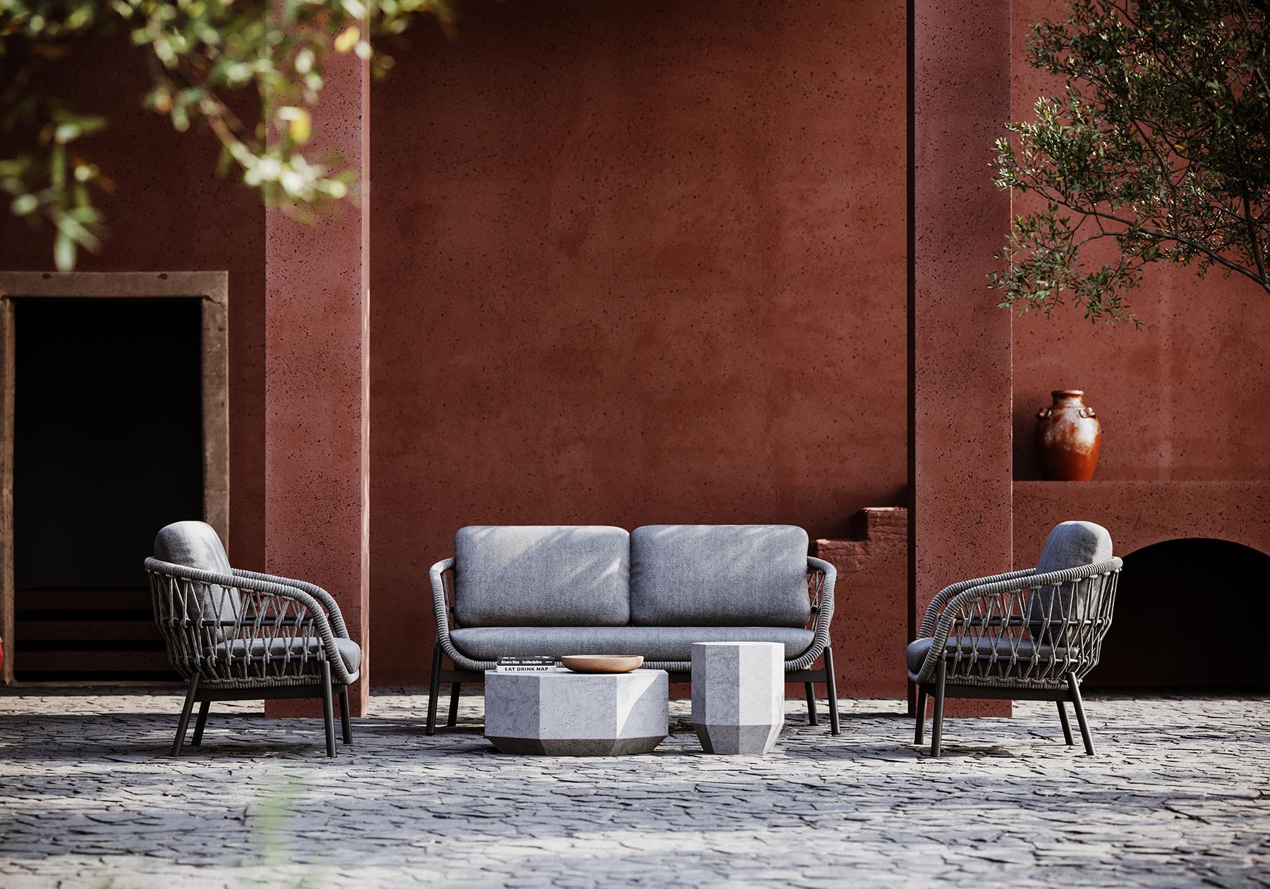 The Gemma coffee table offer the opportunity to be used outdoors for 4 seasons with its concrete material that is not affected by weather changes. 
It is handmade from Concrete material. It is resistant to scratches and impacts.
  