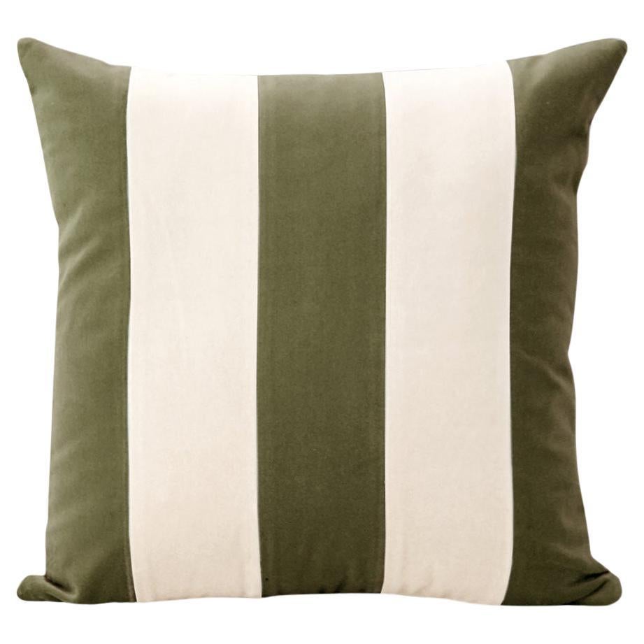 GEMMA Dry Green & Ivory Velvet Deluxe Handmade Dekokissen