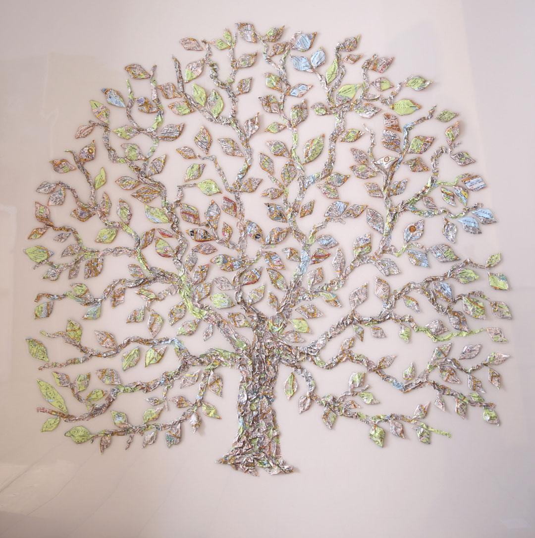 West London Tree - contemporary mixed media tree composition resin map board - Mixed Media Art by Gemma Harwood