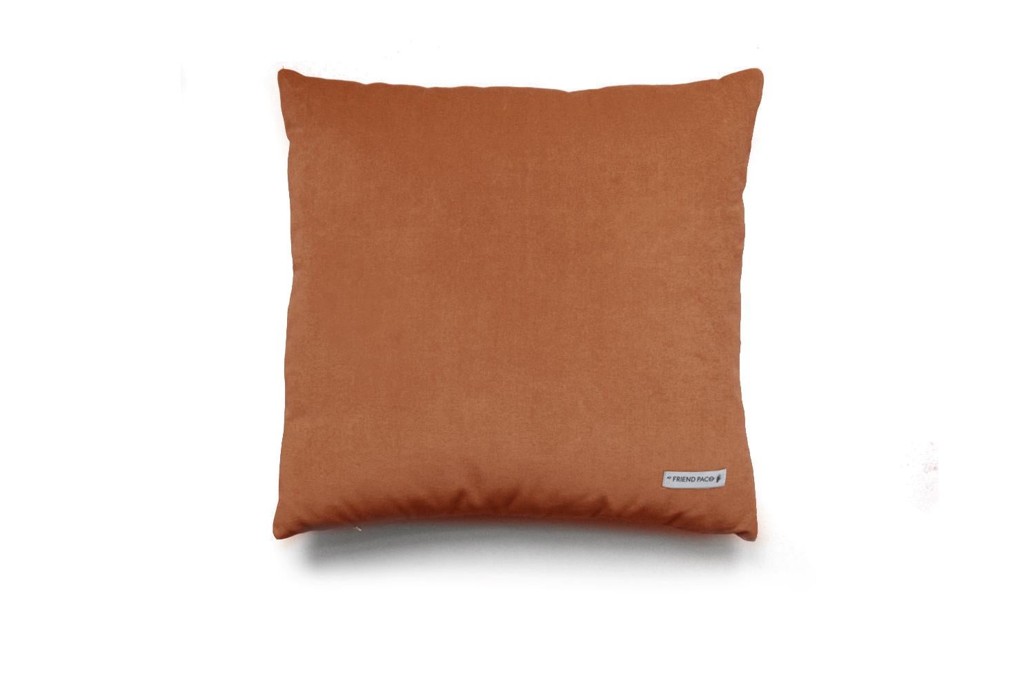 Modern GEMMA I Brick & Camel Velvet Deluxe Handmade Decorative Pillow For Sale
