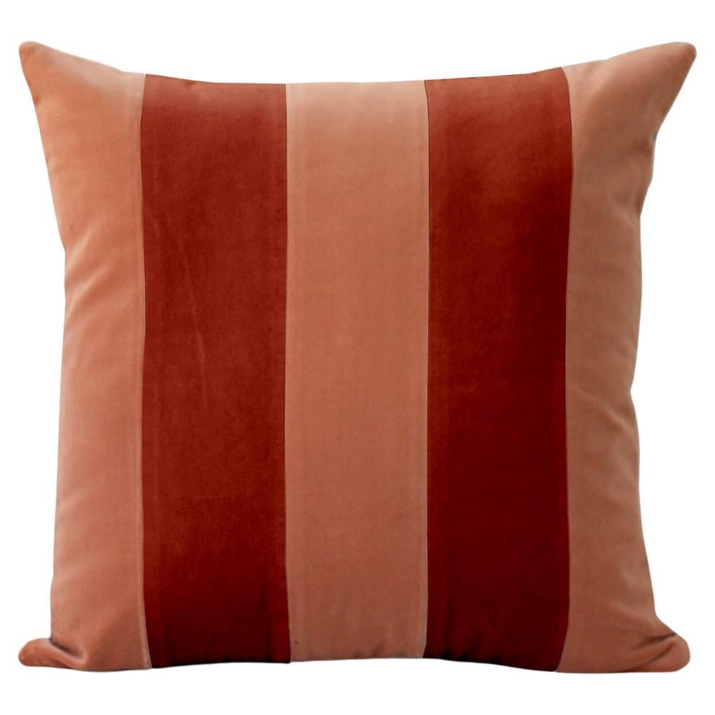 GEMMA I Brick & Camel Velvet Deluxe Handmade Decorative Pillow For Sale