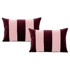 GEMMA II Burgundy and Pink set of 2 Velvet Deluxe Handmade Decorative Cushions
