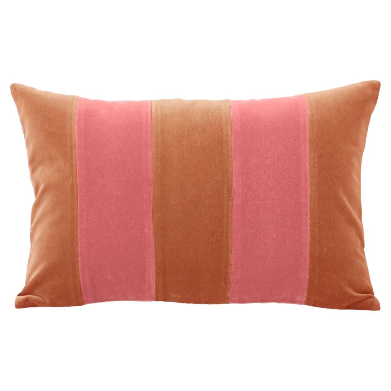 GEMMA II Camel & Rose Velvet Deluxe Handmade Decorative Pillow For Sale