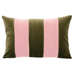 GEMMA II Dry Green & Pink Velvet Deluxe Handmade Decorative Cushion