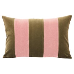 GEMMA II Dry Green & Pink Velvet Deluxe Handmade Decorative Pillow