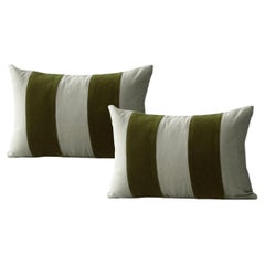 GEMMA II Green set of 2 Velvet Deluxe Handmade Decorative Cushions