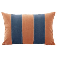 GEMMA II Horizon Blue & Camel Velvet Deluxe Handmade Decorative Cushion