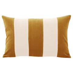 GEMMA II Horizon curry jaune & blanc Velours Deluxe Coussin décoratif fait main
