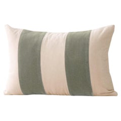 GEMMA II Ivory Sand + Stone Green Velvet Deluxe Handmade Decorative Cushion