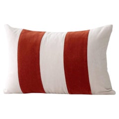GEMMA II Ivory White and Terracota Velvet Deluxe Handmade Decorative Cushion