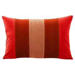 GEMMA II Red, Brick & Camel Velvet Deluxe Handmade Decorative Cushion