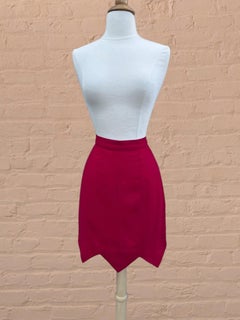 Gemma Kahng Minifalda de lana rosa baya, circa años 90