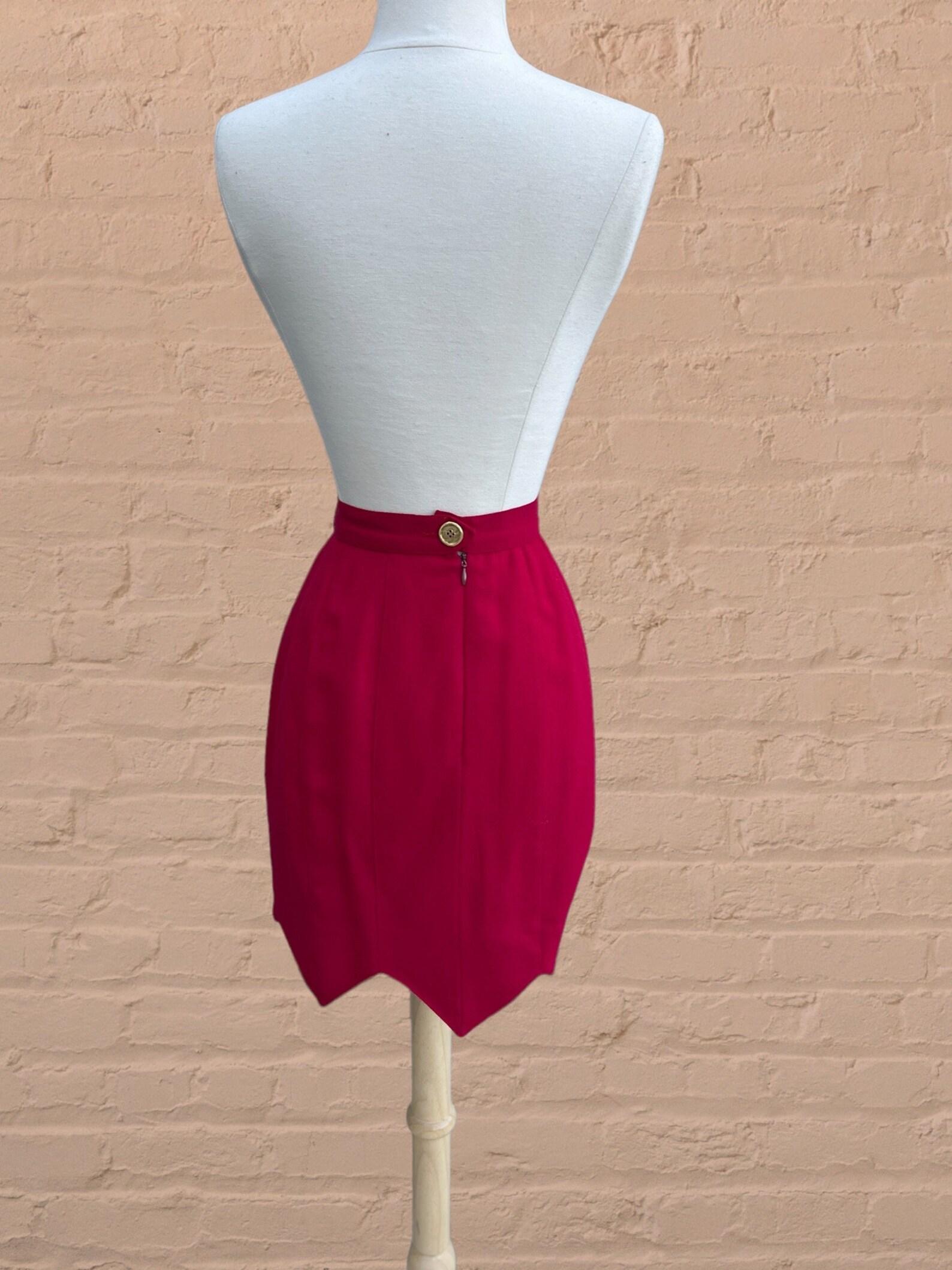 Gemma Kahng Berry Pink Wool Mini Skirt, Circa 1990s For Sale 2