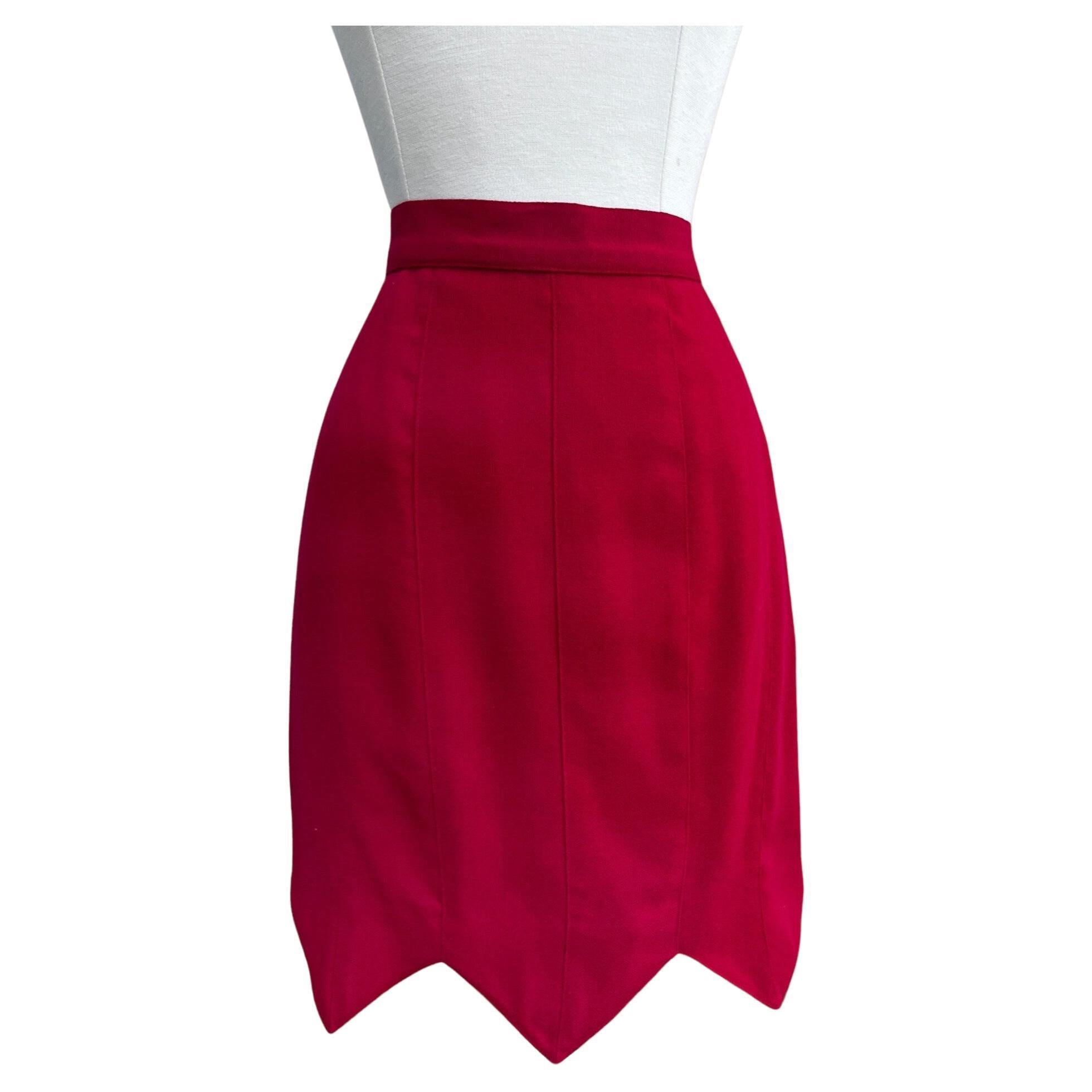 Gemma Kahng Berry Pink Wool Mini Skirt, Circa 1990s For Sale