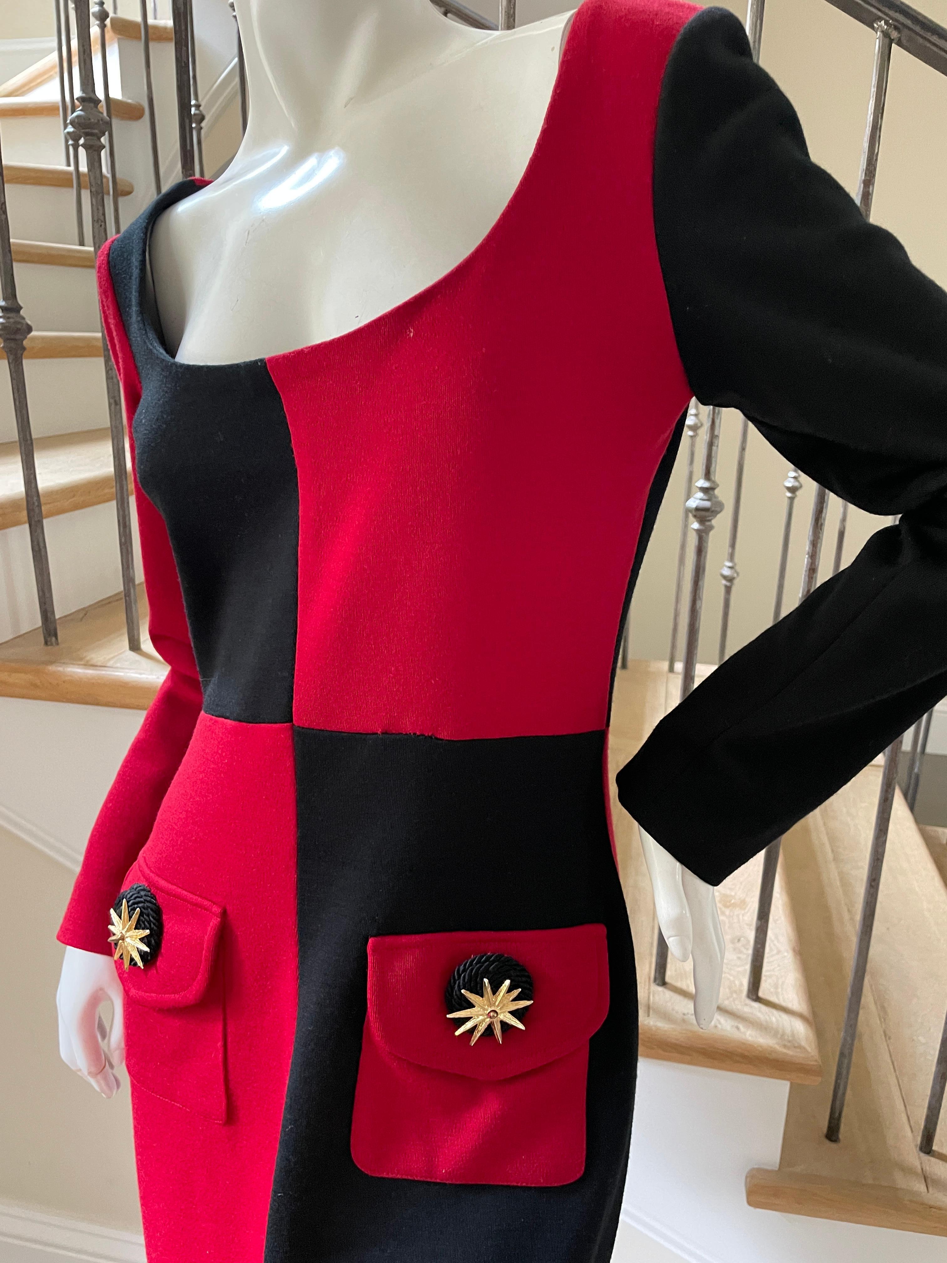 Black Gemma Kahng for Bergdorf Goodman Vintage 1980's Colorblock Dress
