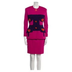 GEMMA KAHNG - Set di gonne in lana rosa vintage con bottoni