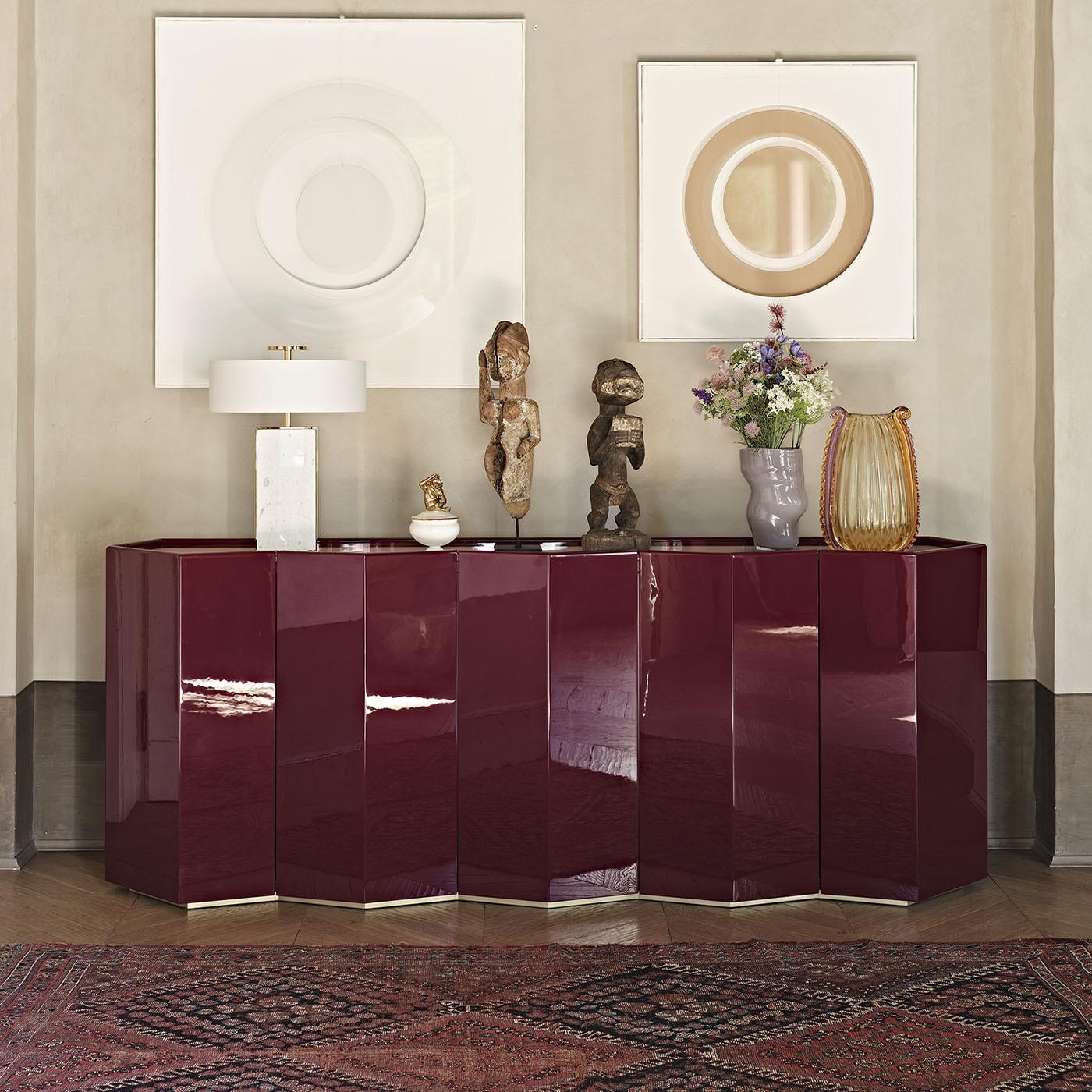 Contemporary High Gloss Sideboard Storage Cabinets Pier Luigi Frighetto Origami Fold  For Sale