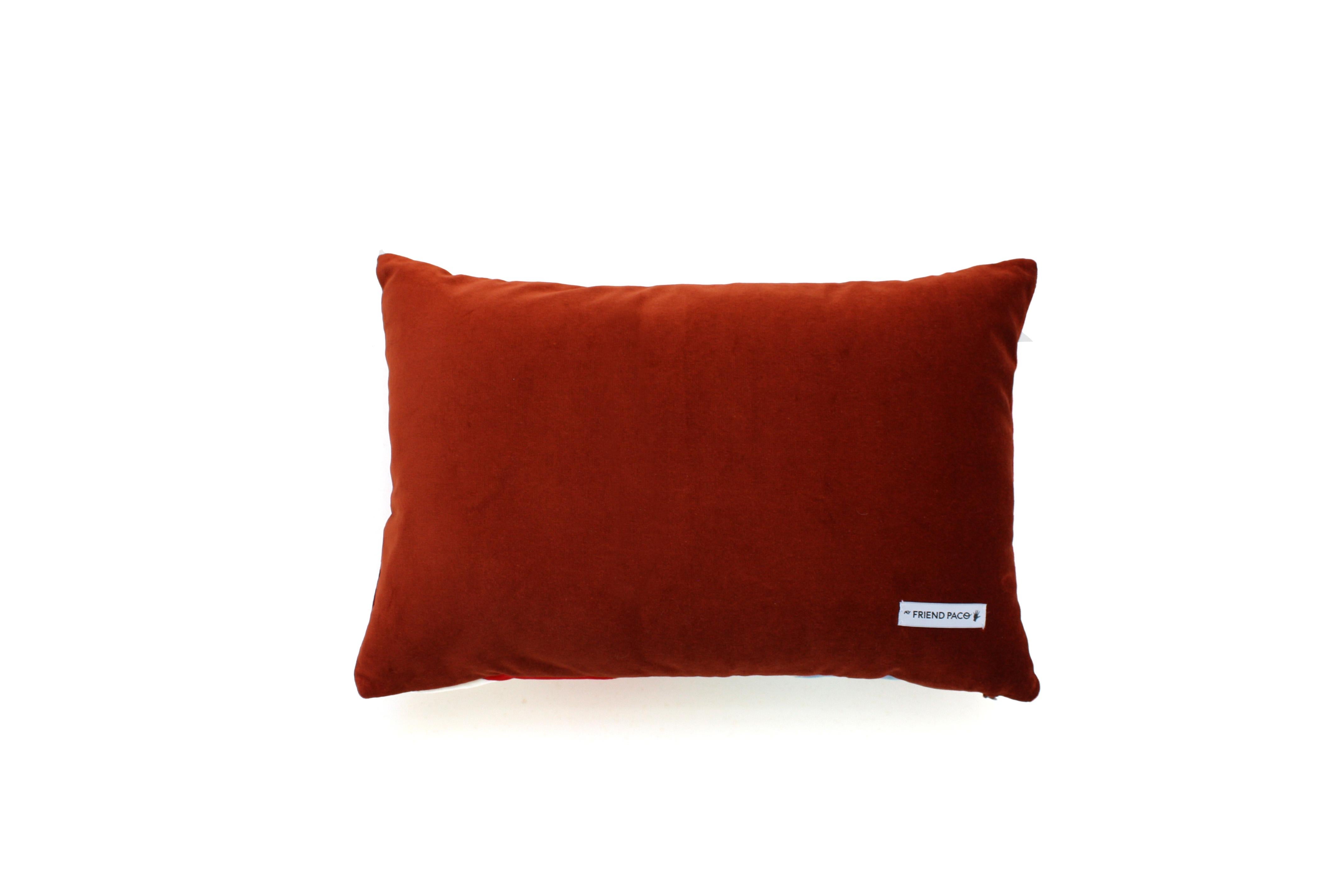 Modern GEMMA II Brick & Dry Green Velvet Deluxe Handmade Decorative Pillow For Sale
