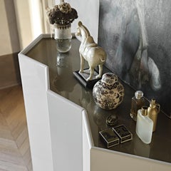 Gemma Zig-Zagged White-Gray Wooden Cupboard