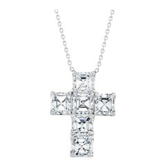GEMME 1.28ct Asscher Cut Diamond Cross Pendant Necklace in Platinum
