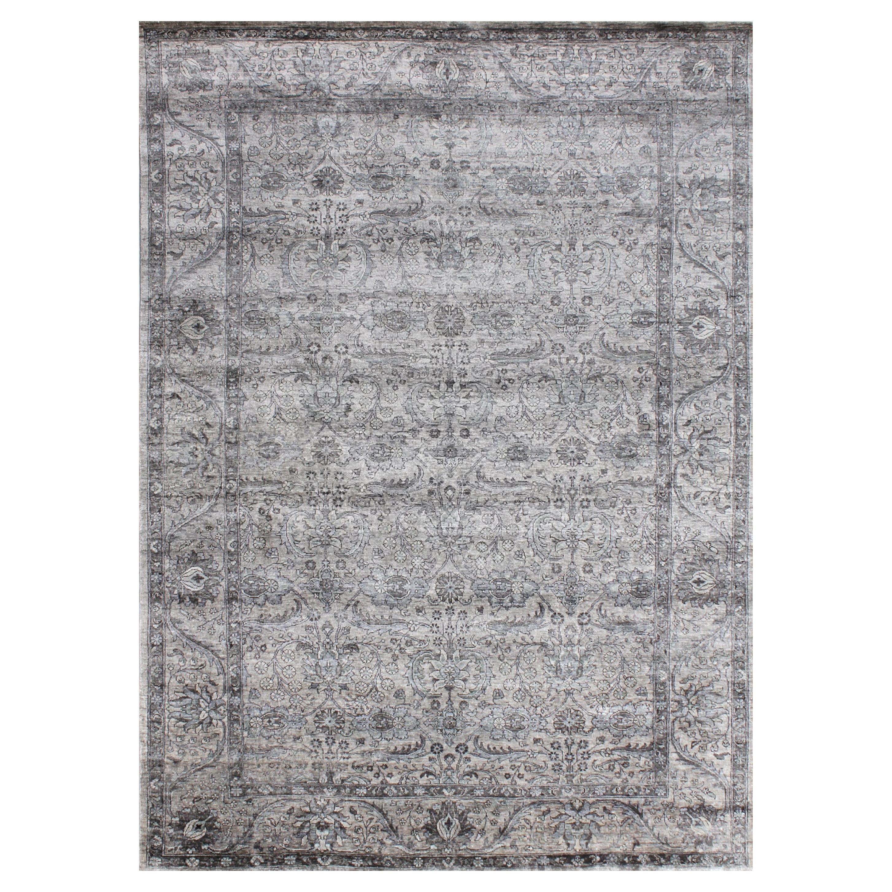 GEMMA Hand Knotted Traditional Silk Rug in Brown Grey & Taupe Colours by Hands
