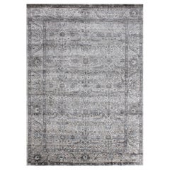 GEMMA - Tapis traditionnel en soie noué à la main de couleurs marron, gris et taupe par Hands