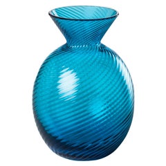 Gemme Oval Glass Vase in Sapphire by Venini