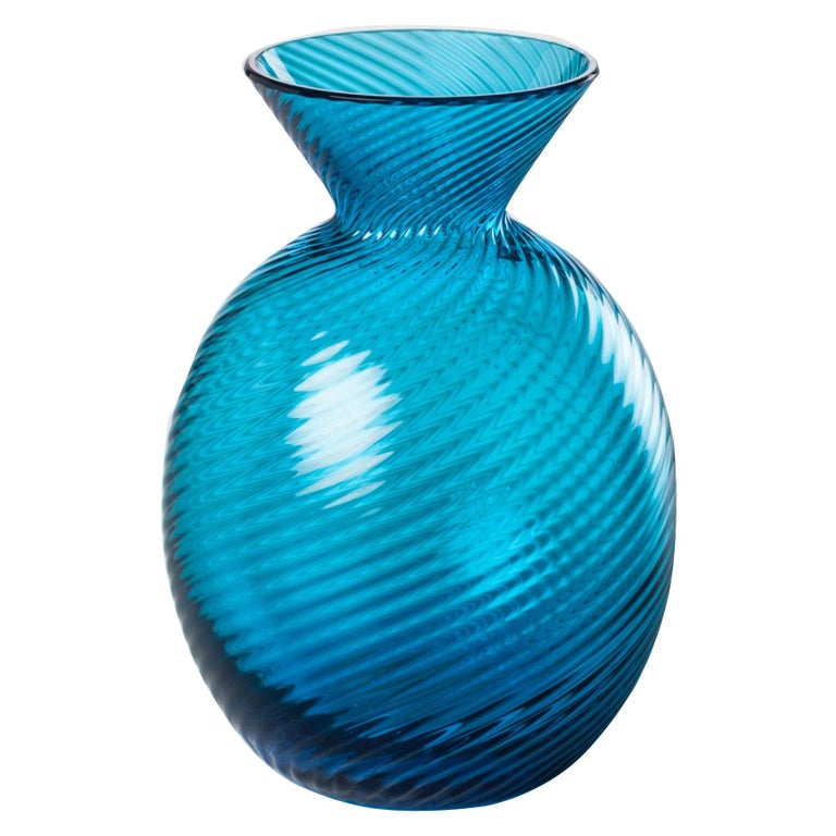 Gemme Oval Glass Vase in Sapphire by Venini For Sale at 1stDibs